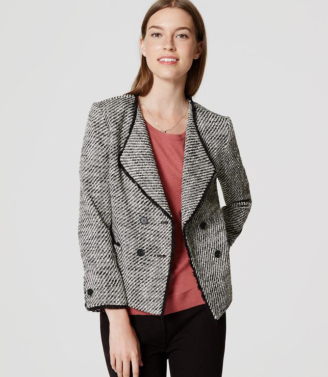Loft Double Breasted Tweed Jacket