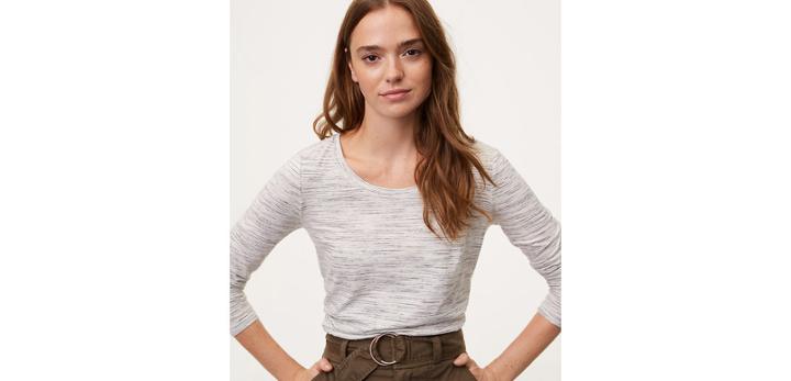 Loft Textured Stripe Long Sleeve Vintage Soft Tee