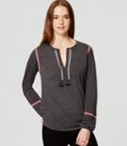 Loft Embroidered Tie Neck Sweater