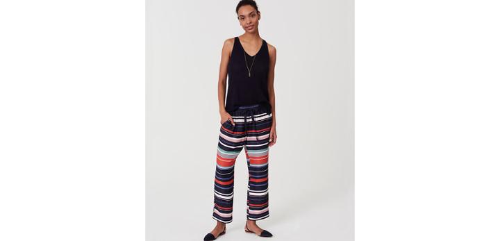 Loft Striped Fluid Drawstring Pants