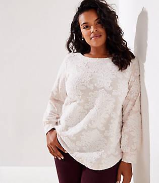 Loft Plus Scroll Textured Sweatshirt