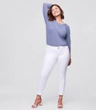 Loft Plus Frayed Skinny Ankle Jeans In White