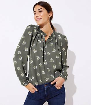 Loft Bouquet Ruffle Henley Tunic