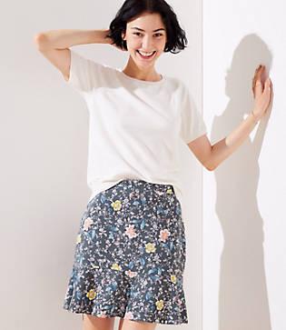 Loft Floral Vine Flippy Skirt