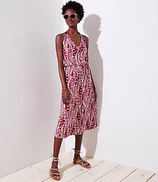 Loft Beach Geo Leaf Halter Dress
