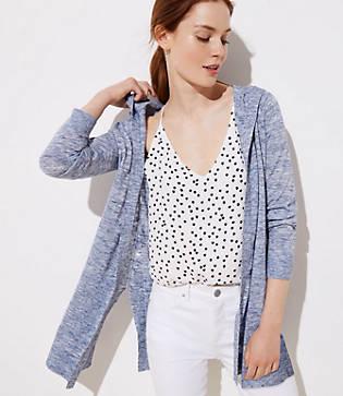 Loft Spacedye Hooded Open Cardigan