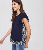 Loft Floral Paisley Mixed Media Flutter Sweater