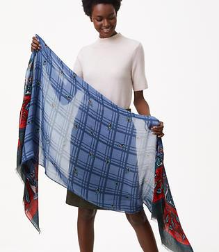 Loft Paisley Plaid Scarf
