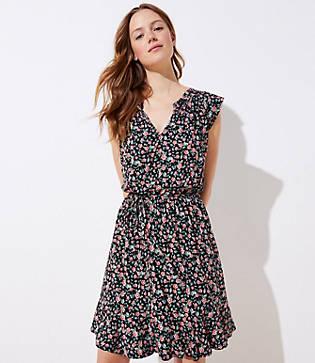 Loft Garden Split Neck Flounce Dress