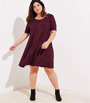 Loft Plus Floral Sleeveless Swing Dress