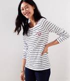 Loft Cat Embroidered Striped Tee