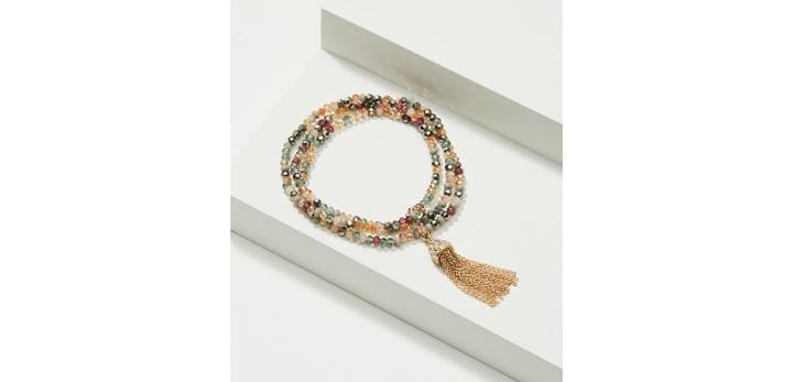 Loft Tasseled Beaded Stretch Bracelet Set