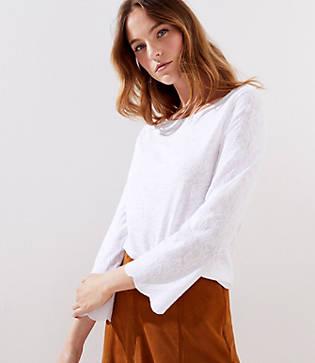 Loft Floral Embroidered Bell Sleeve Tee