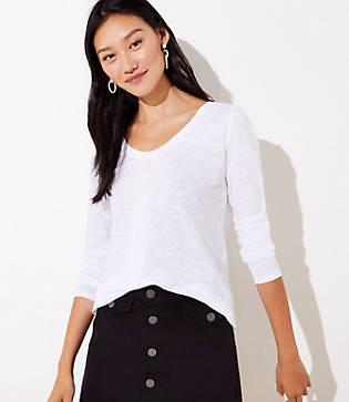 Loft V-neck Long Sleeve Shirttail Tee
