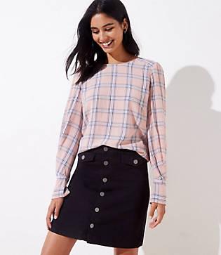Loft Plaid Fluid Blouse