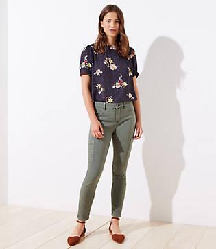 Loft Cargo Skinny Jeans In Evergreen Haze