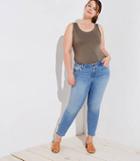 Loft Plus Lace Up Cuff Skinny Crop Jeans In Pure Light Indigo Wash