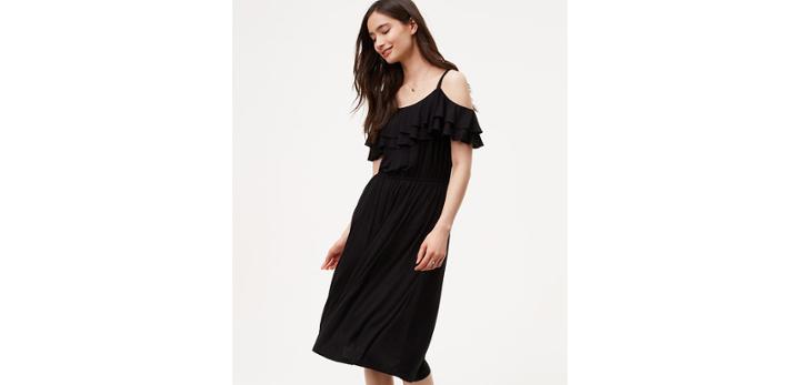 Loft Ruffle Cold Shoulder Dress