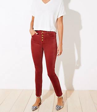 Loft Velvet Button Fly Skinny Jeans In Plush Rose