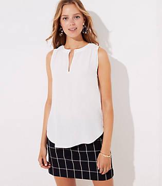 Loft Smocked Keyhole Shell
