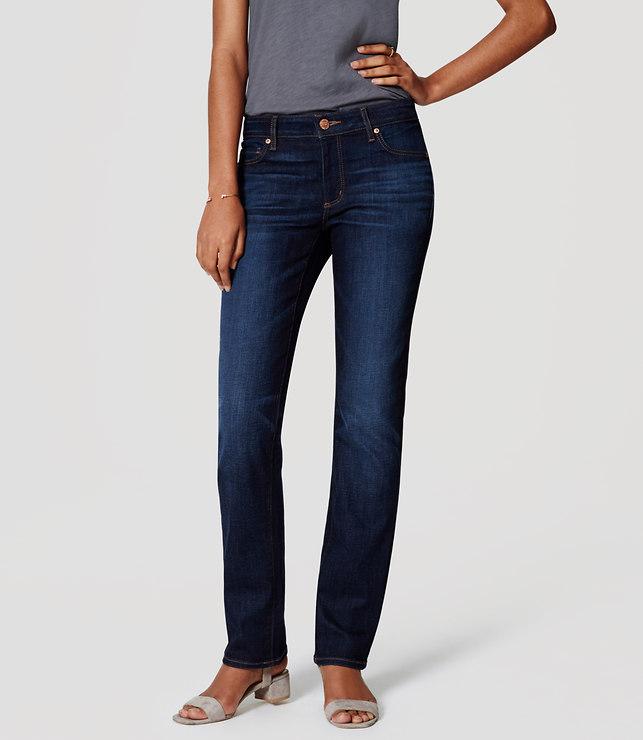 Loft Curvy Straight Leg Jeans In Dark Stonewash