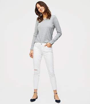 Loft Modern Destructed Skinny Jeans In White