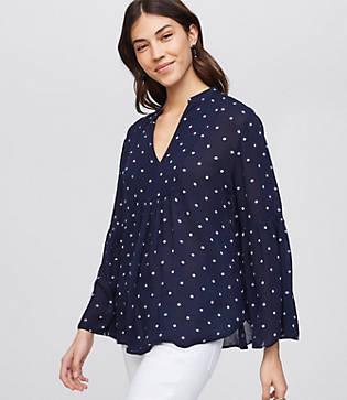 Loft Geo Dot Split Neck Swing Top