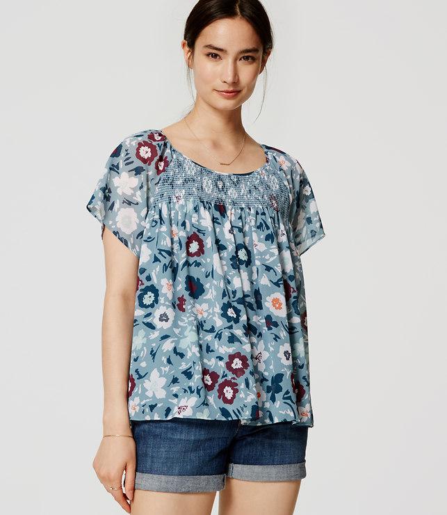 Loft Floral Smocked Blouse