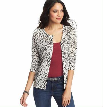 LOFT Animal Print Cardigan, Popcorn
