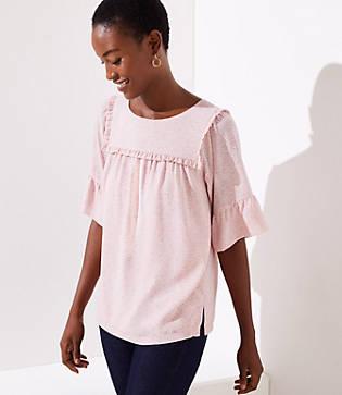 Loft Ruffle Yoke Bell Cuff Top
