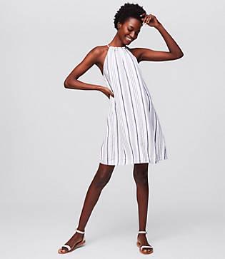 Loft Beach Striped Halter Swing Dress