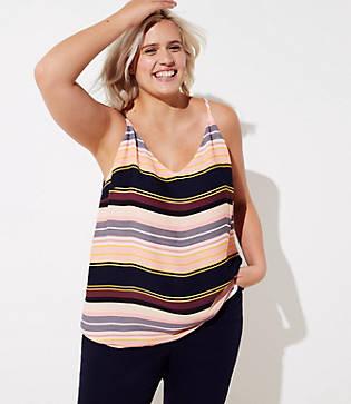 Loft Plus Striped Bar Back Strappy Cami