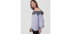 Loft Floral Lace Striped Off The Shoulder Blouse