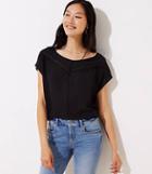 Loft Lace Trim Mixed Media Top