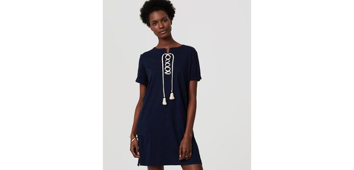 Loft Beach Lace Up Tee Dress