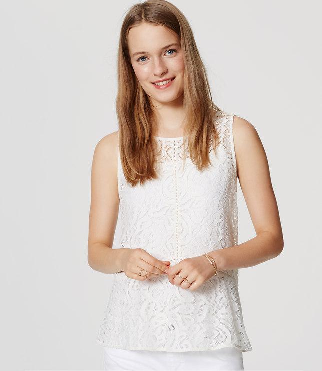 Loft Sheer Lace Peplum Shell