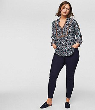 Loft Plus Mosaic Split Neck Blouse