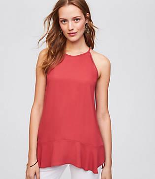 Loft Cutout Flounce Halter Cami