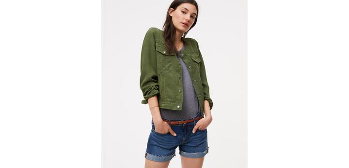 Loft Collarless Canvas Jacket