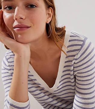 Loft Striped V-neck Sweater