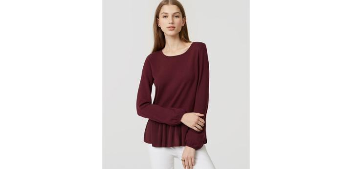 Loft Mixed Media Peplum Sweater