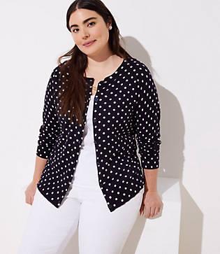 Loft Plus Dotted Signature Cardigan