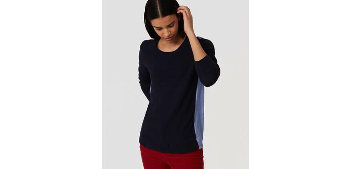 Loft Stripe Back Mixed Media Sweater