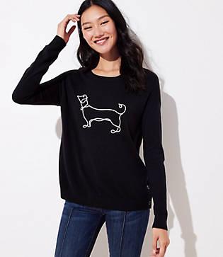 Loft Dachshund Side Button Sweater