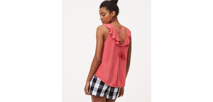 Loft Flutter Tassel Tie Back Top
