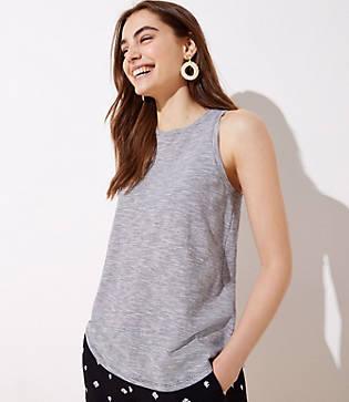 Loft Striped Smocked Racerback Tank