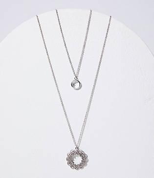 Loft Layered Crystal Filigree Pendant Necklace