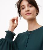 Loft Velvet Button Smocked Cuff Blouse