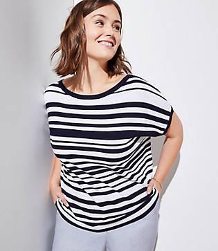 Loft Plus Striped Criss Cross Back Dolman Sweater