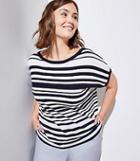 Loft Plus Striped Criss Cross Back Dolman Sweater
